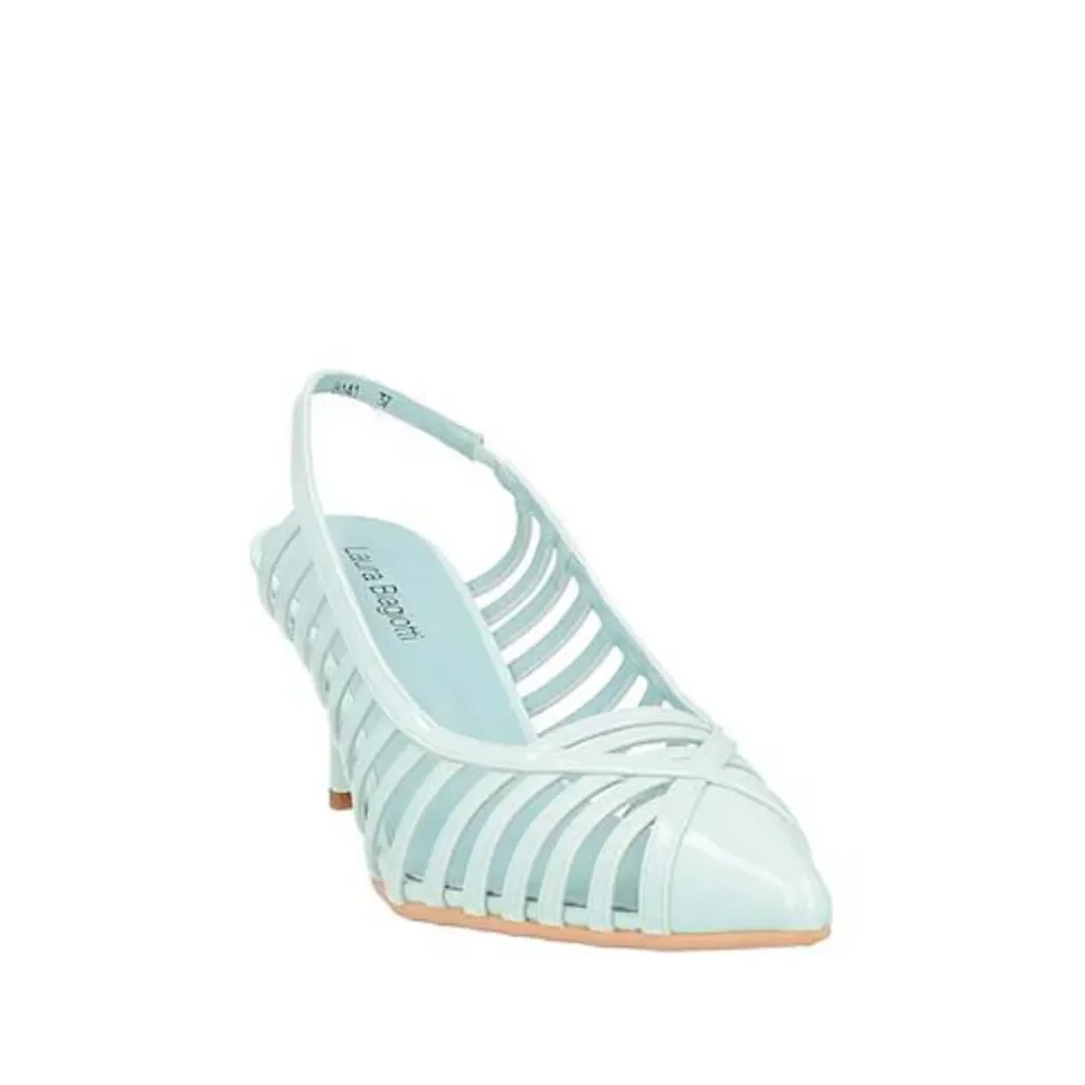 Elegant Sky Blue Strappy Slingback‎ Heels Pointed Toe